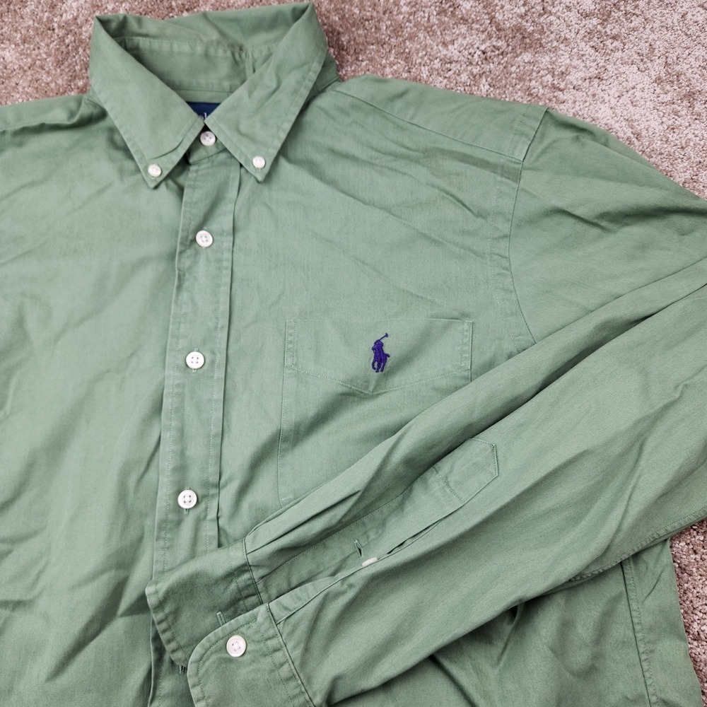 Polo Ralph Lauren Mens Classic Fit Cotton Button Down Shirt Green XL Pocket